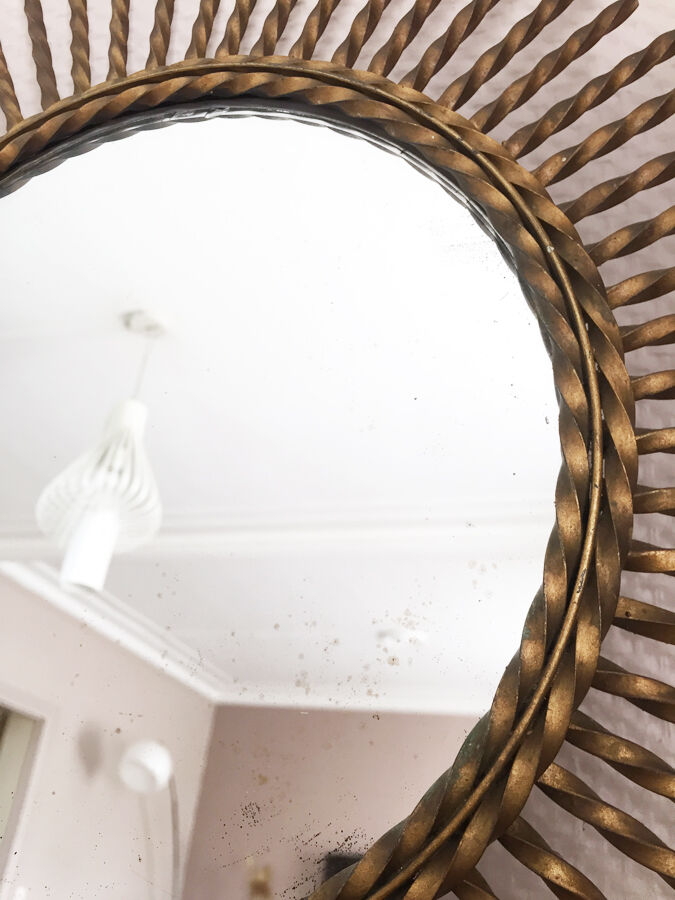 Mirror sun brass twisted, 1960 - 55x55cm