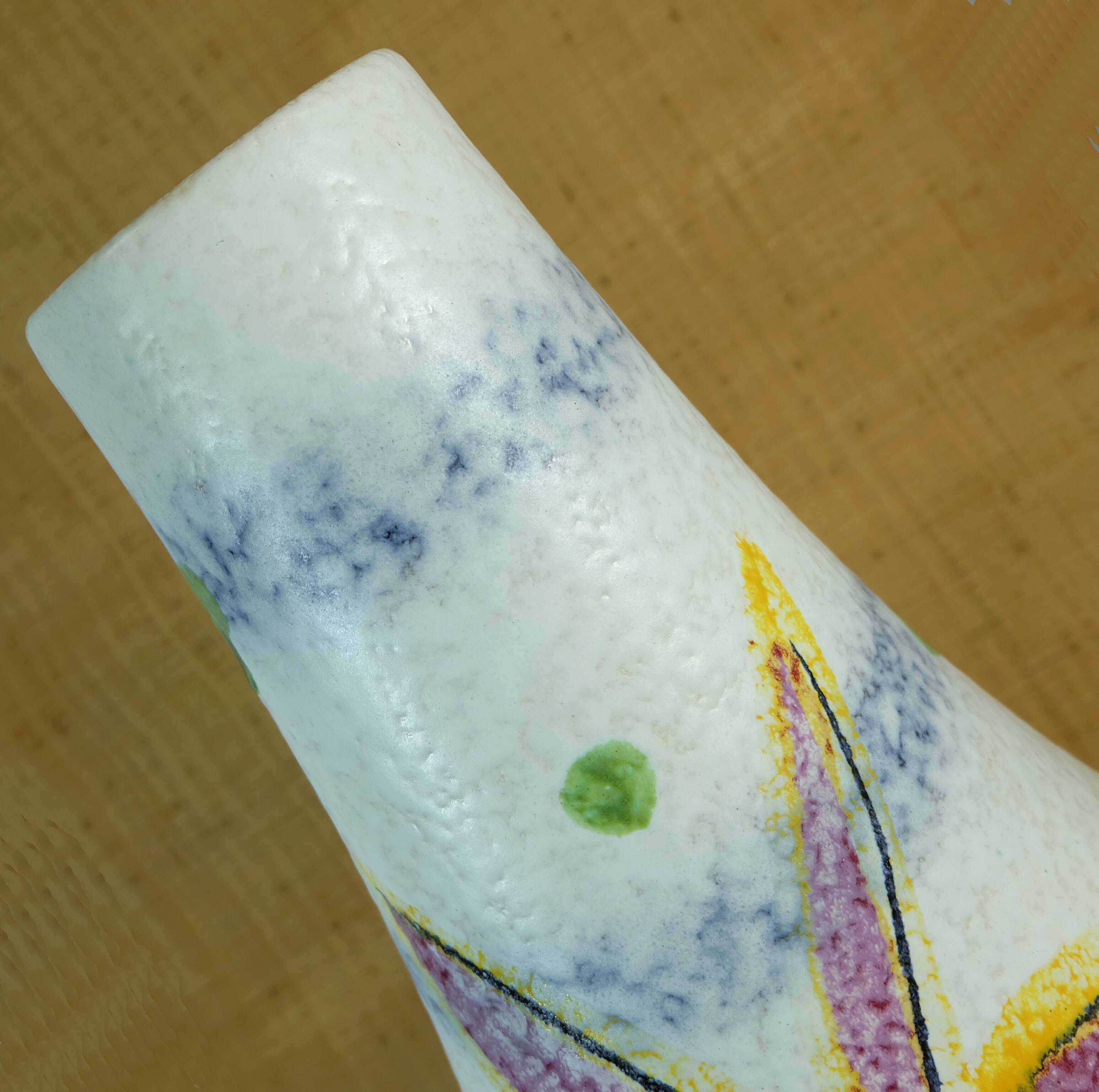 vase de sol Scheurich des années 60, modèle 537-52, motif abstrait du milieu du siècle