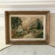 Painting oil on cardboard vintage abstract landscape