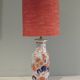 Vintage ceramic table lamp with Imari-inspired pattern.