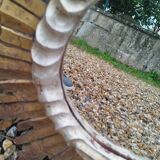 Vintage antique golden wooden sun mirror