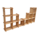 Pair of vintage pine "staircase" bookcase shelves - 1970s