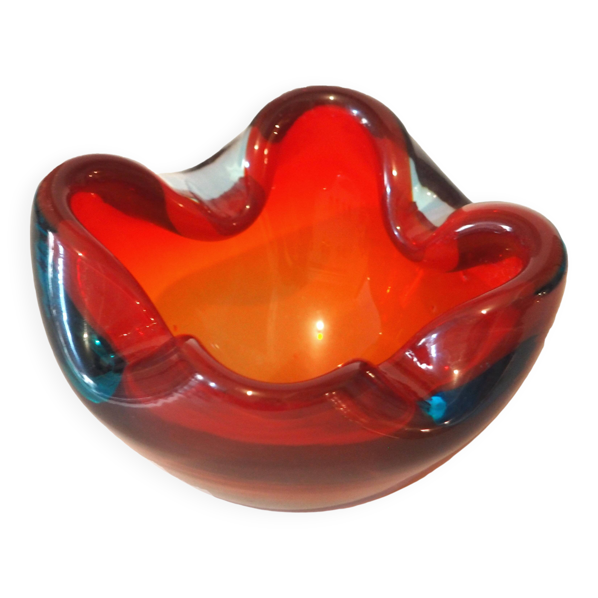 Small red crystal ashtray