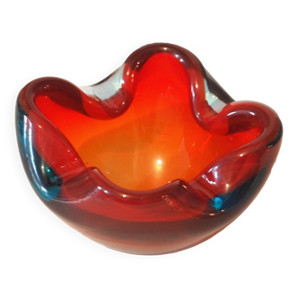 Small red crystal ashtray