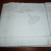ensemble  nappe lin  et 12 serviettes tables  lin brodees anciennes