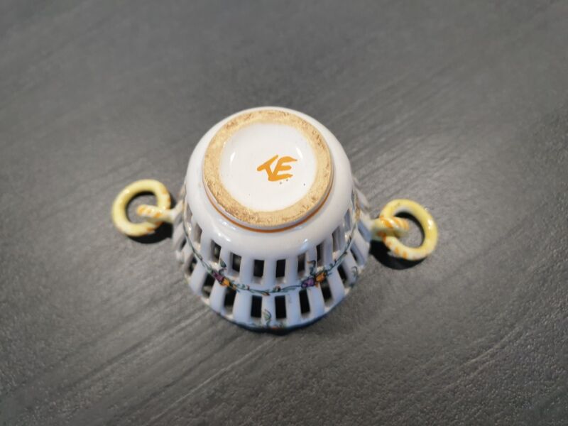 Basket in openwork earthenware Emile Tessier (1887-1971) in Malicorne