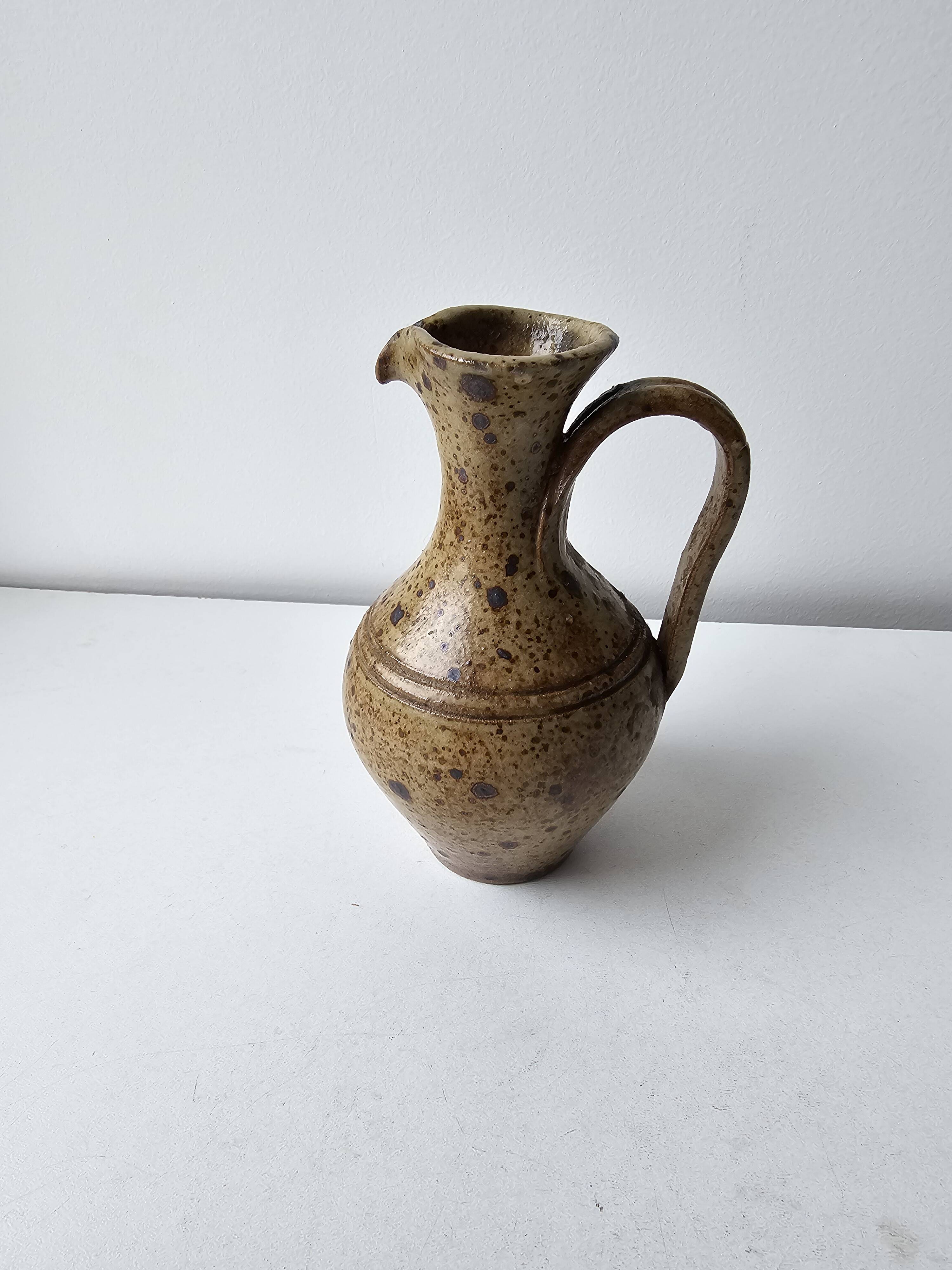 Pyrite stoneware ceramic oil cruet - Signed with pictogram Michel Dumont