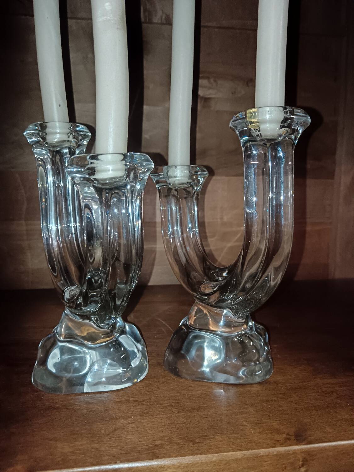 Pair of crystal candlesticks from Vannes.