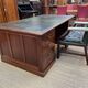 Large English flat desk in mahogany with leather top, early 20th century