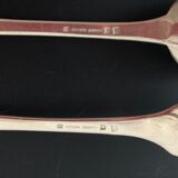 Silver metal spoon and fork nickelid 1868
