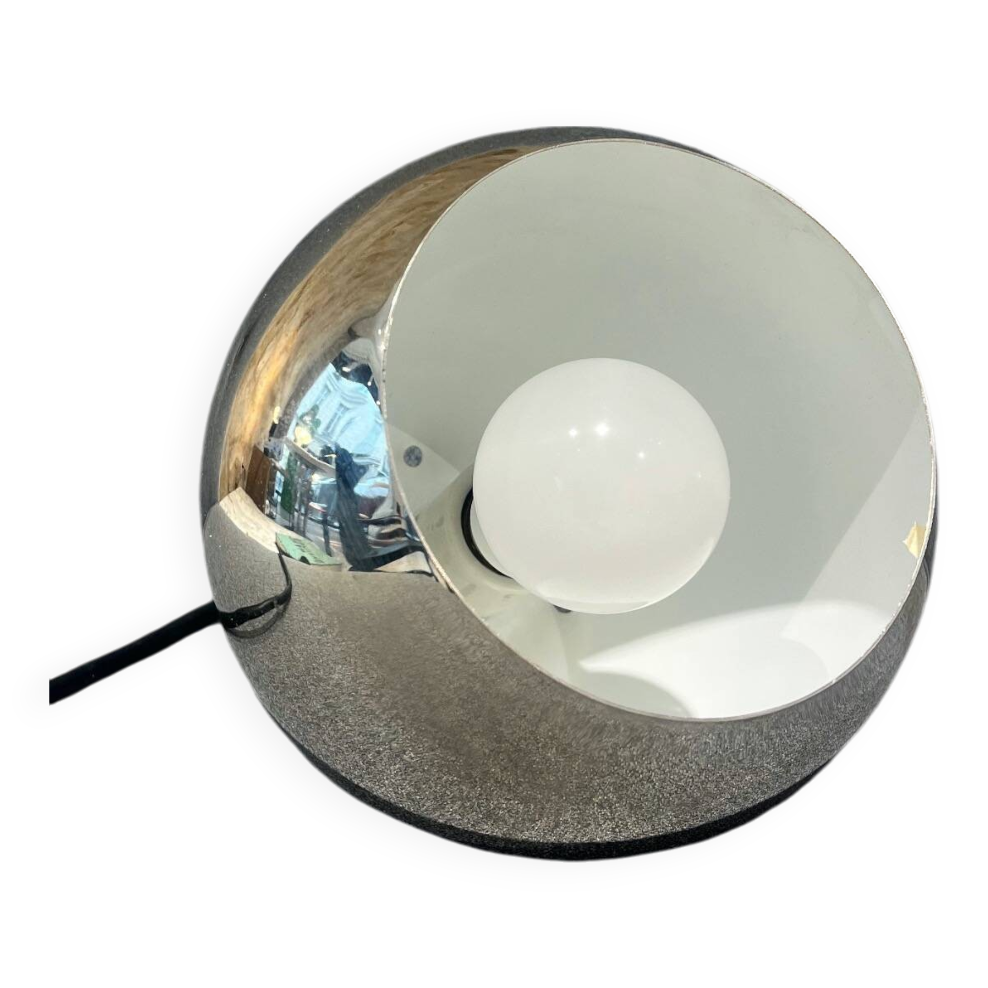 Chrome metal ball pendant light, 1970s