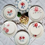 Old flat plates mismatched in earthenware
