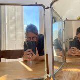 Metal triptych mirror from the 1950s