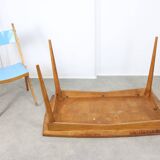 Mid-century Italian Wooden Dining Set of 5 in Blue