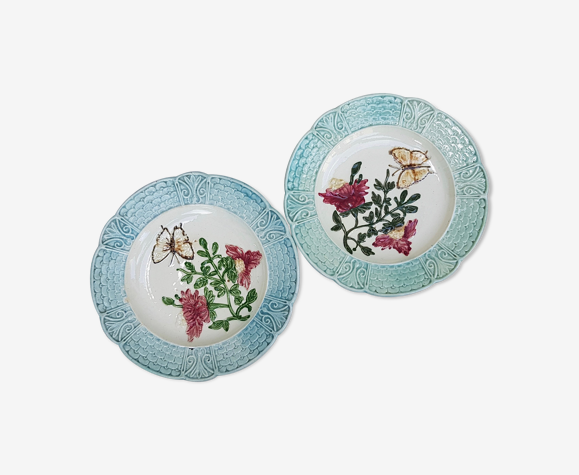 Lot de 2 assiettes à dessert en Barbotine