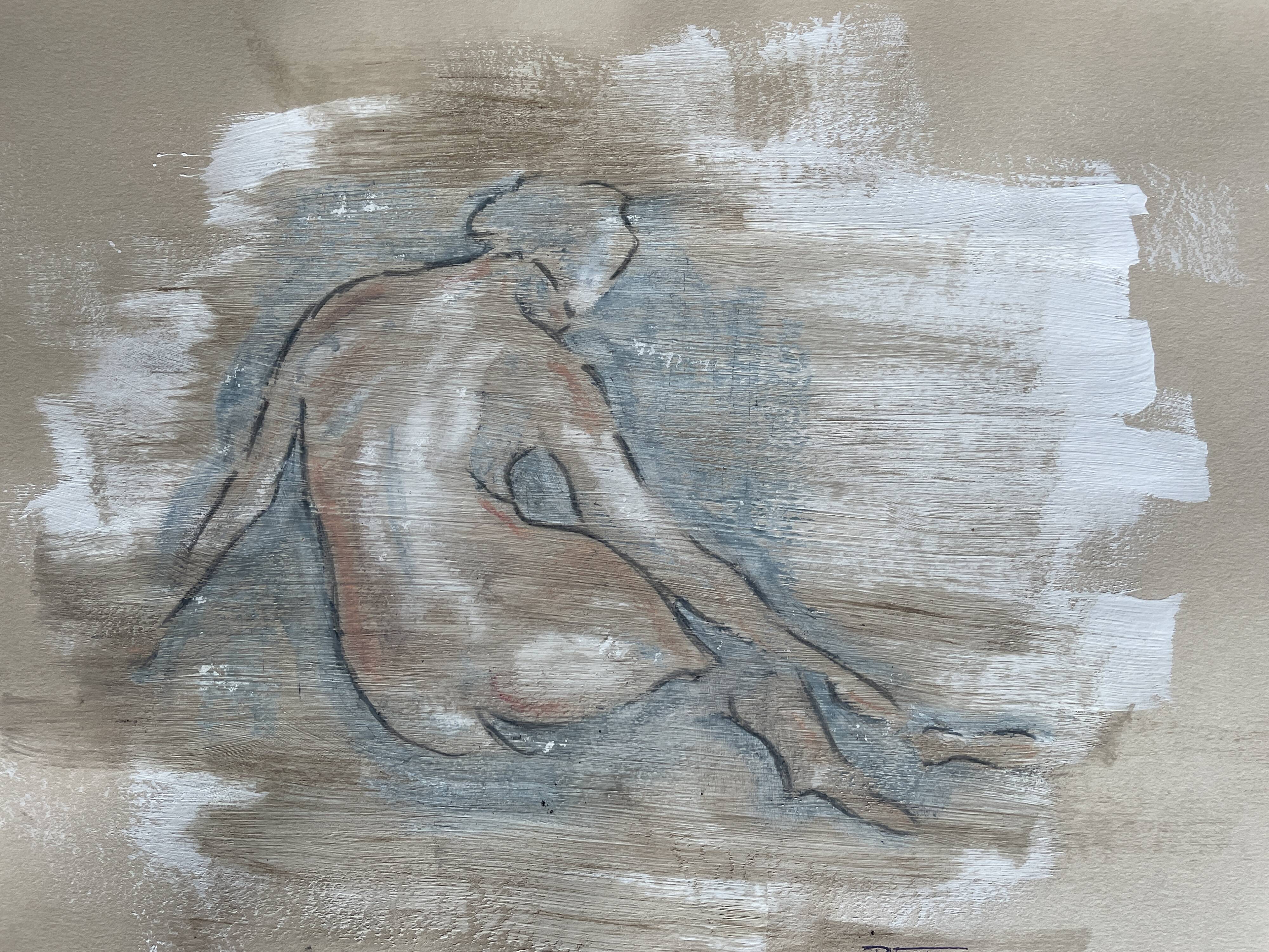 Charcoal painting on natural paper