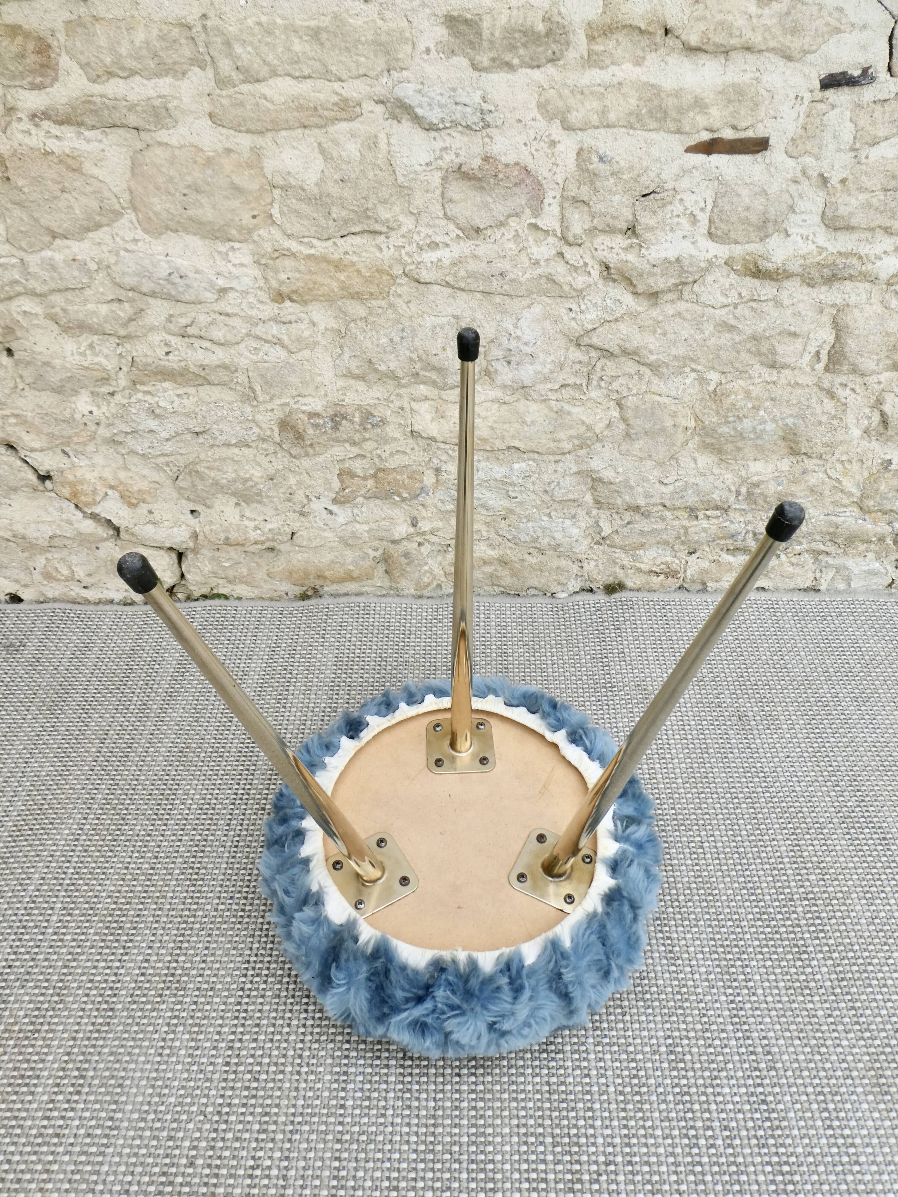 Blue moumoute tripod stool 60s