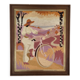 Canvas print of a woman on a bike