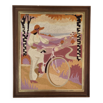 Canvas print of a woman on a bike