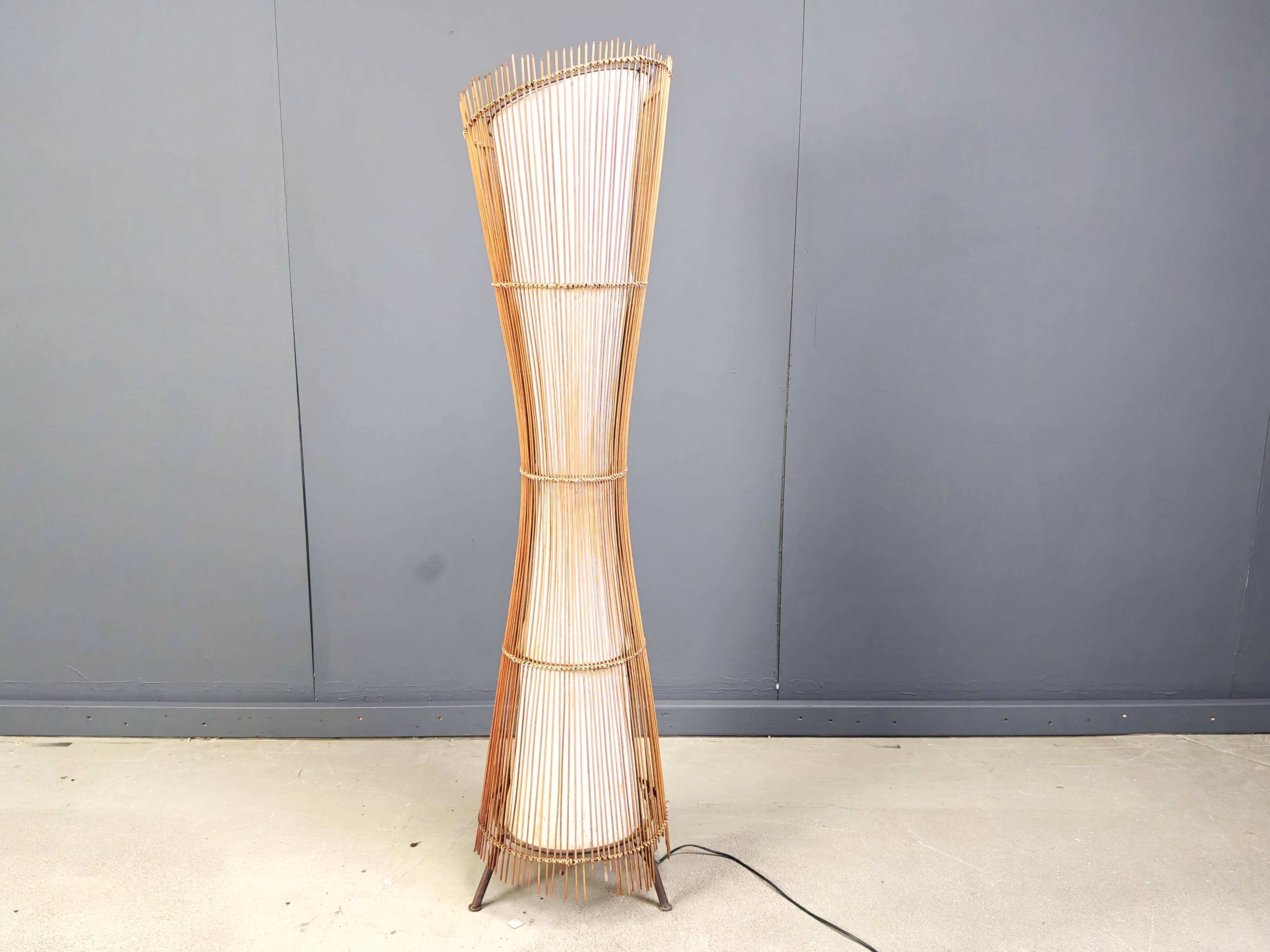 Vintage italian bamboo floor lamp, 1960s