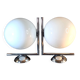 Pair of FLOS IC Lights C/W2 Wall Lights – Chrome & Globe Ø30 – Blown Glass