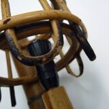 Pair of bamboo rattan lantern wall lights. 50s 60s