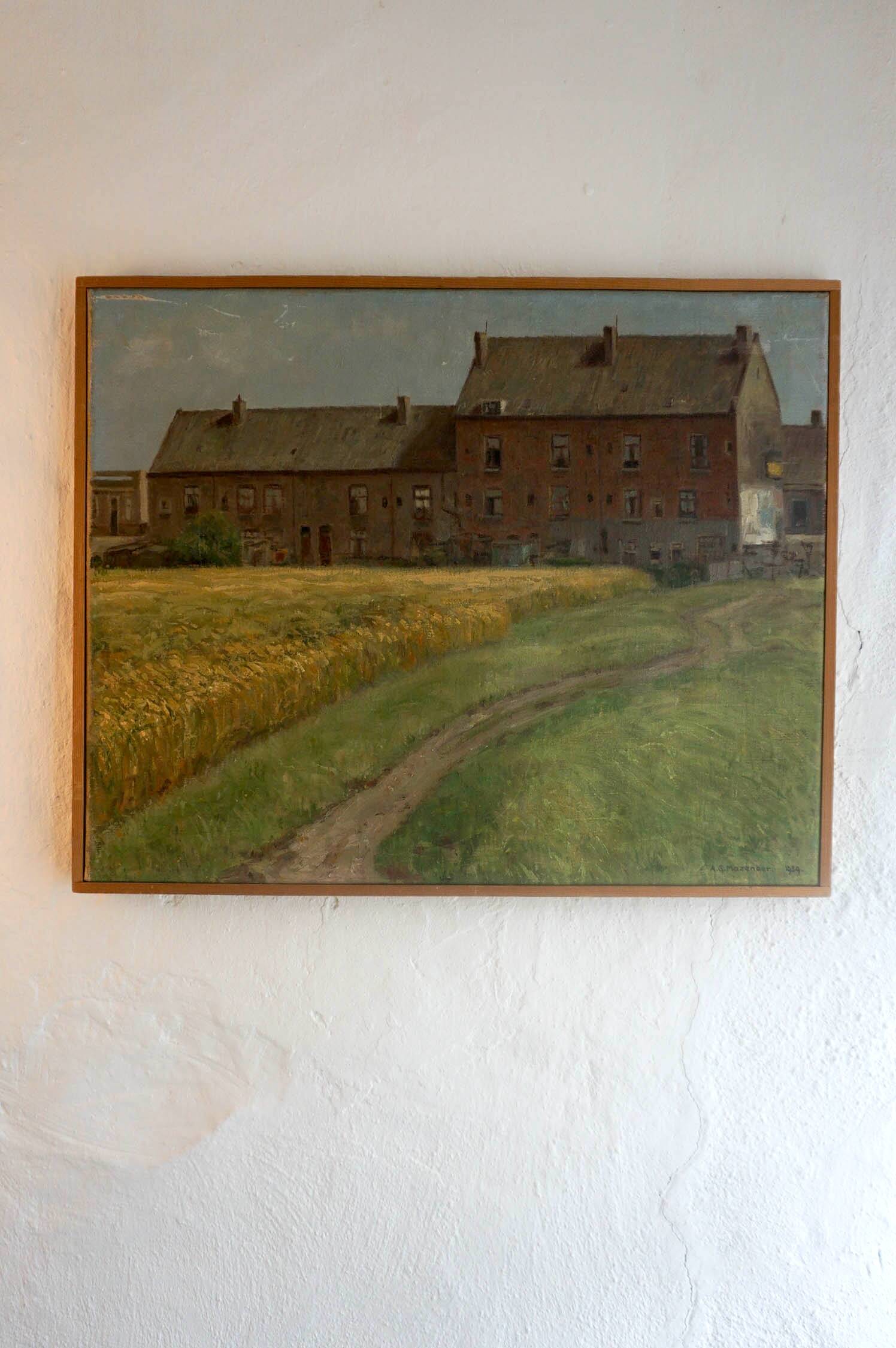 Impressionist painting of belgian farmhouse scene