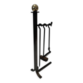 Modernist Fire Necessities in Steel and Brass with Hanging Tools, in the