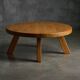 Brutalist Round Coffee Table in Solid Wood, France, 1960s