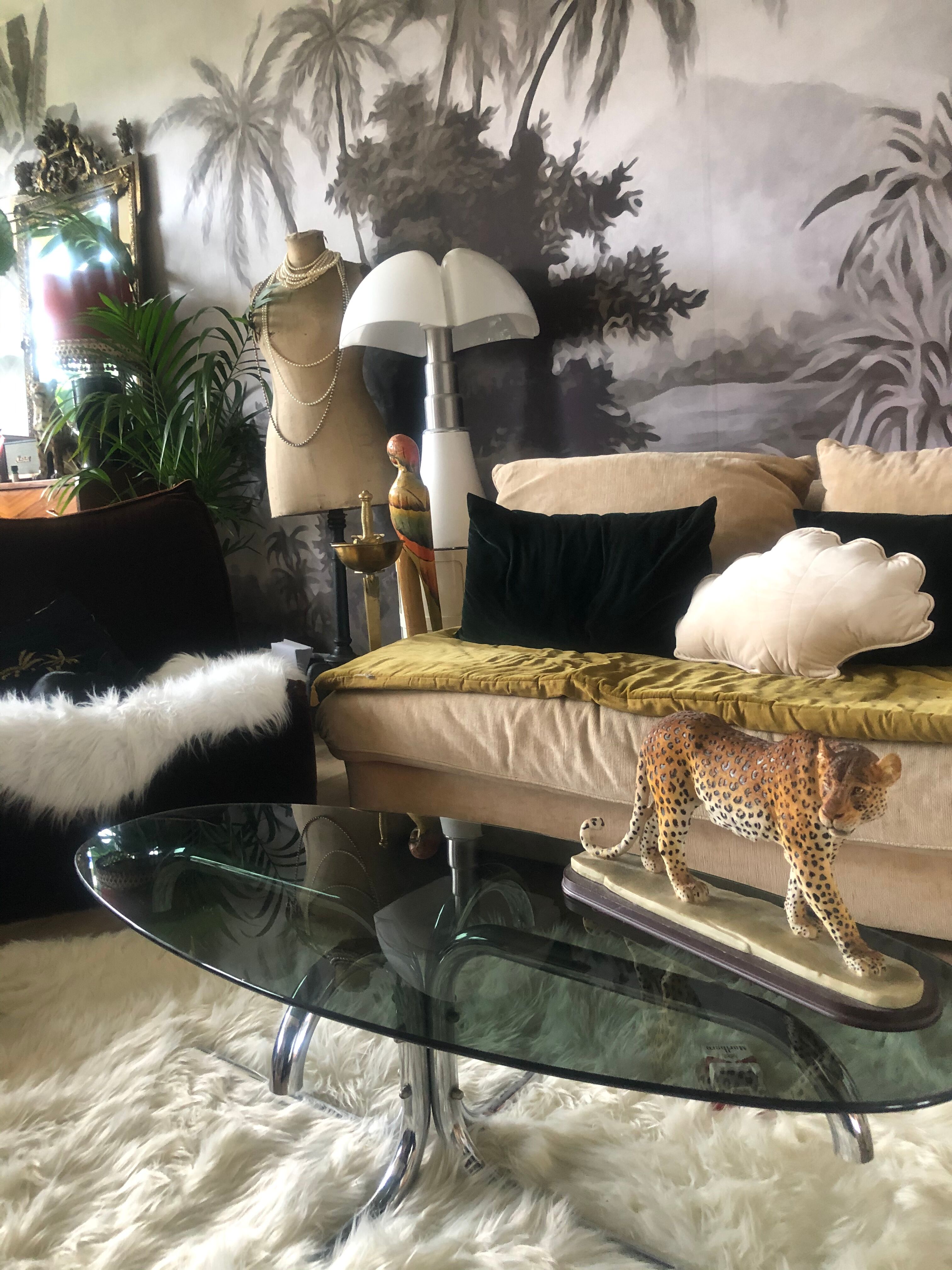 Coffee table smoked glass and chrome