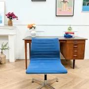 Eames office chair for Vitra, aluminium and blue fabric