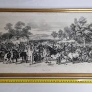 Original framed engraving of the nineteenth after Hippolyte Lalaisse, Cluny Stallion Fair