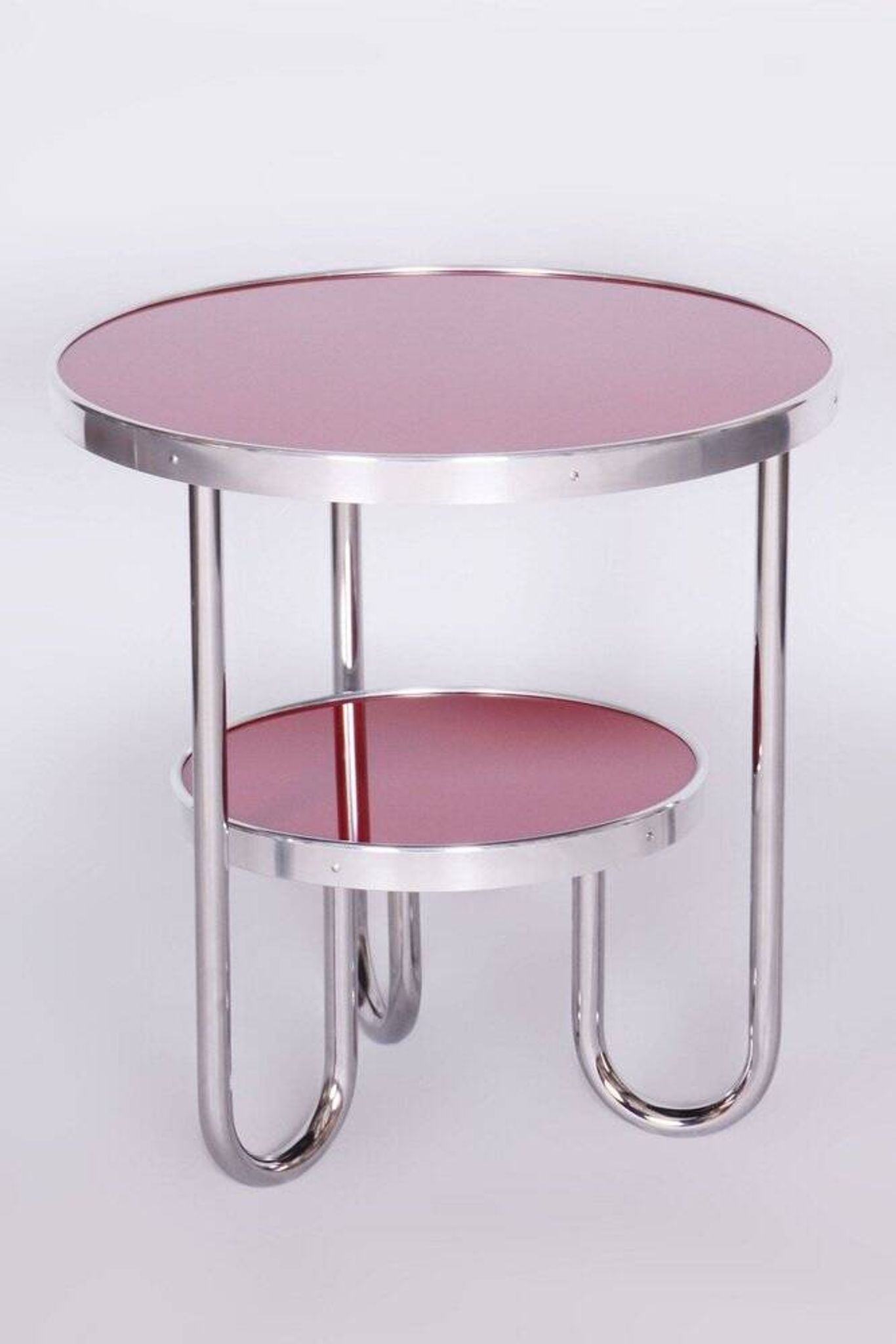 Small Czech Bauhaus Spruce and Chrome Side Table from Kovona, 1930s