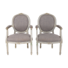 Pair of Louis XVI style painted open armchairs