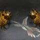 Pair of Hollywood Regency Style Gilt Metal Wheat Sheaf Wall Sconces, 1970s