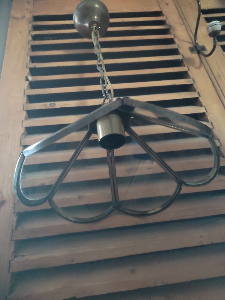 Suspension Globe brass glass facets