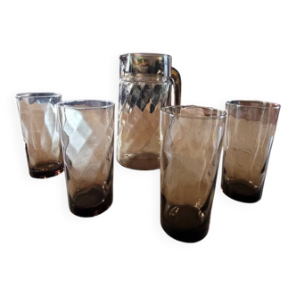 Smoked glass orangeade set