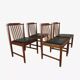 4 Scandinavian teak chairs with slats from the 1960s.