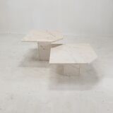 Set of 2 italian marble side tables, 1980's