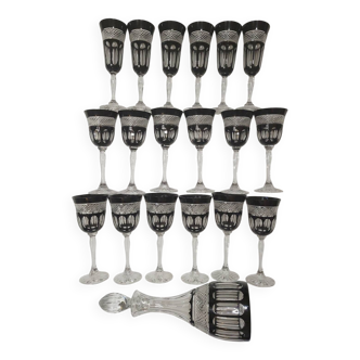 Service "Pénombre" in black and clear crystal – Crystal of Paris