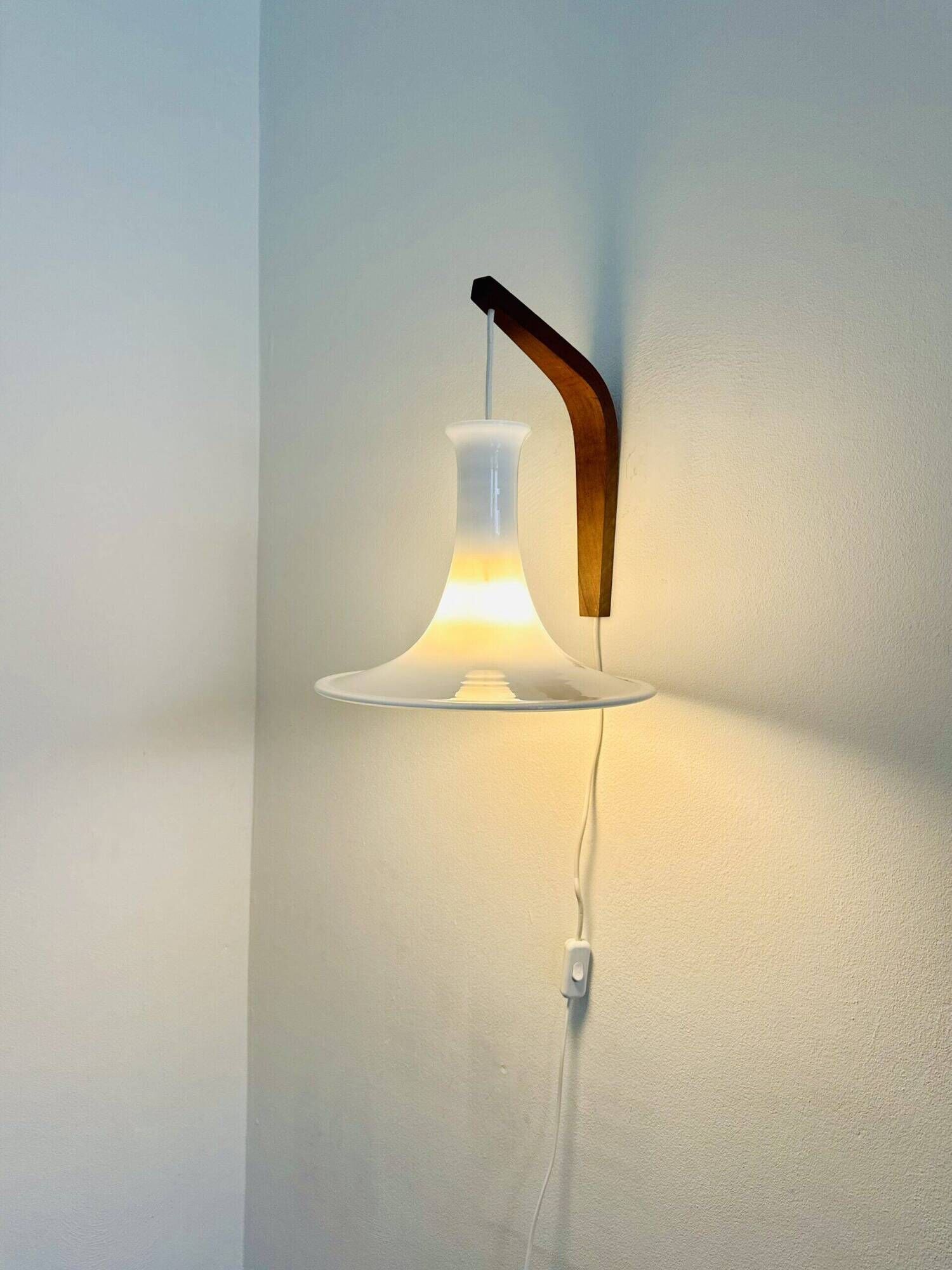 Model 491 Mandarin Wall Light In Milk Glass By Michael Bang For Holmegaard, Denmark 1980S