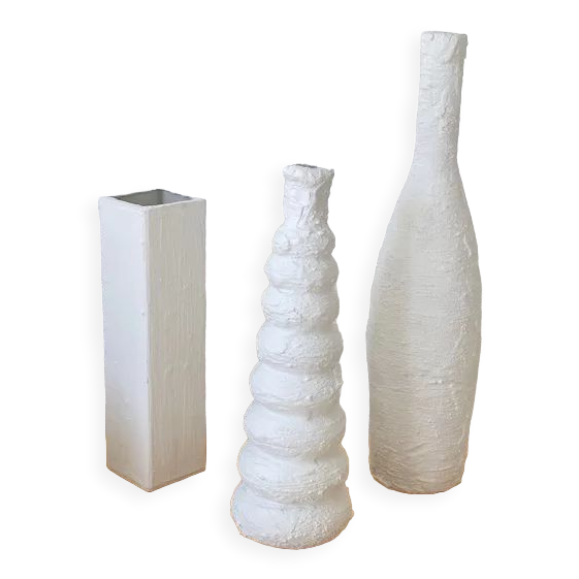 Trio of white vases
