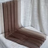 Vintage 1970s smoked Plexiglas vinyl record shelf unit