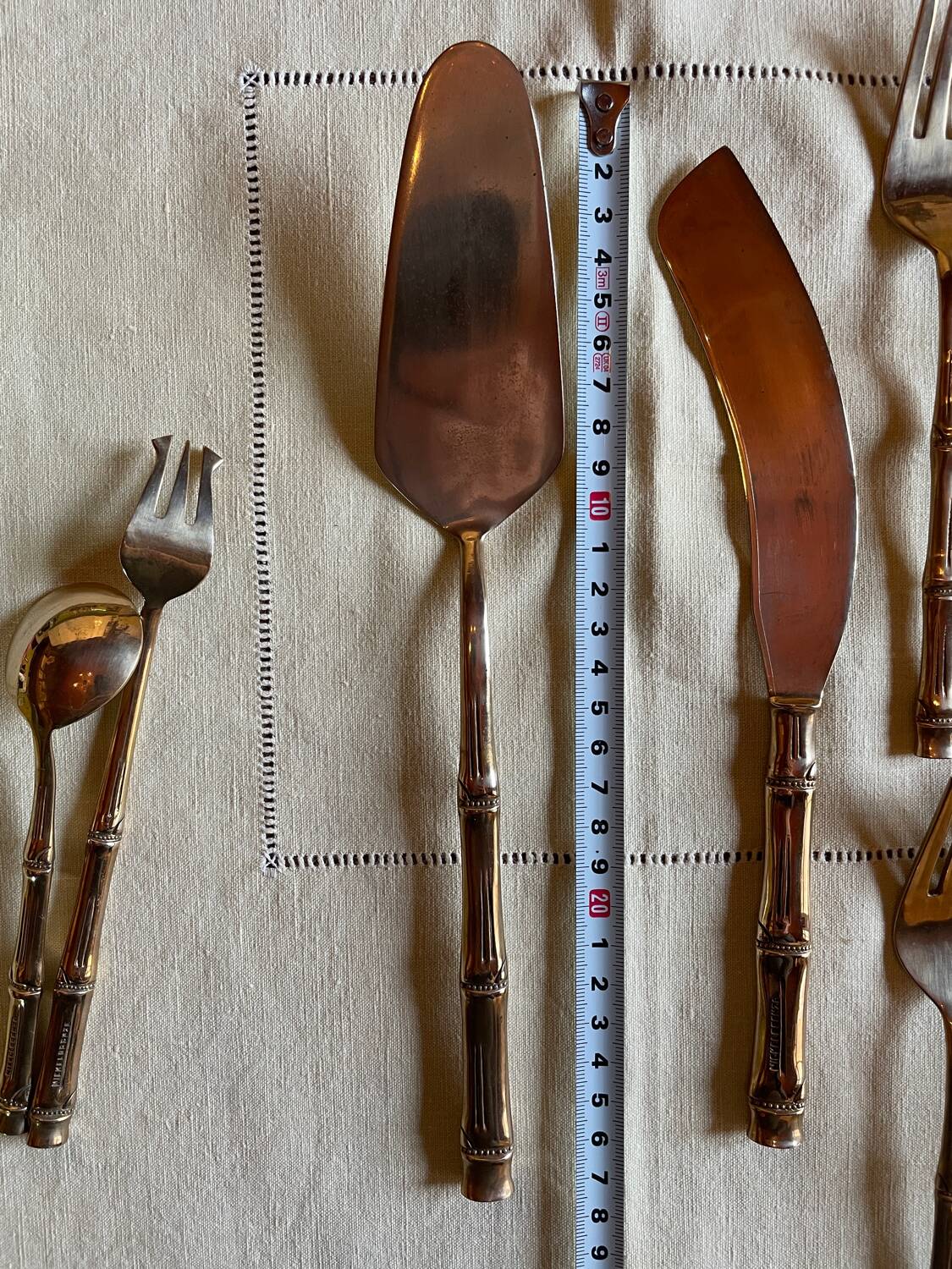 16 Bamboo nickel bronze dessert cutlery