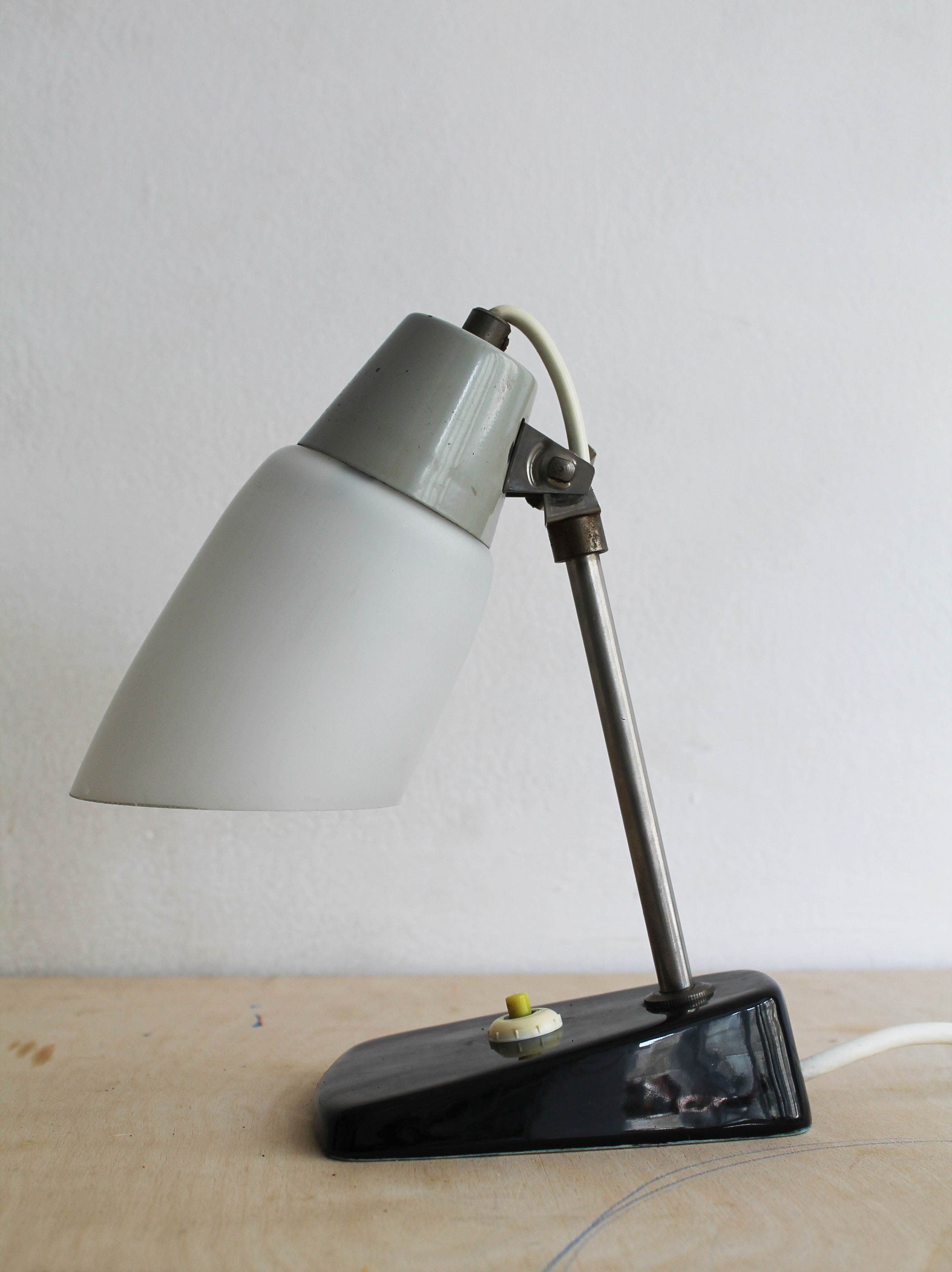 1950s Mid-Century Czech Table Lamp with Ceramic Base