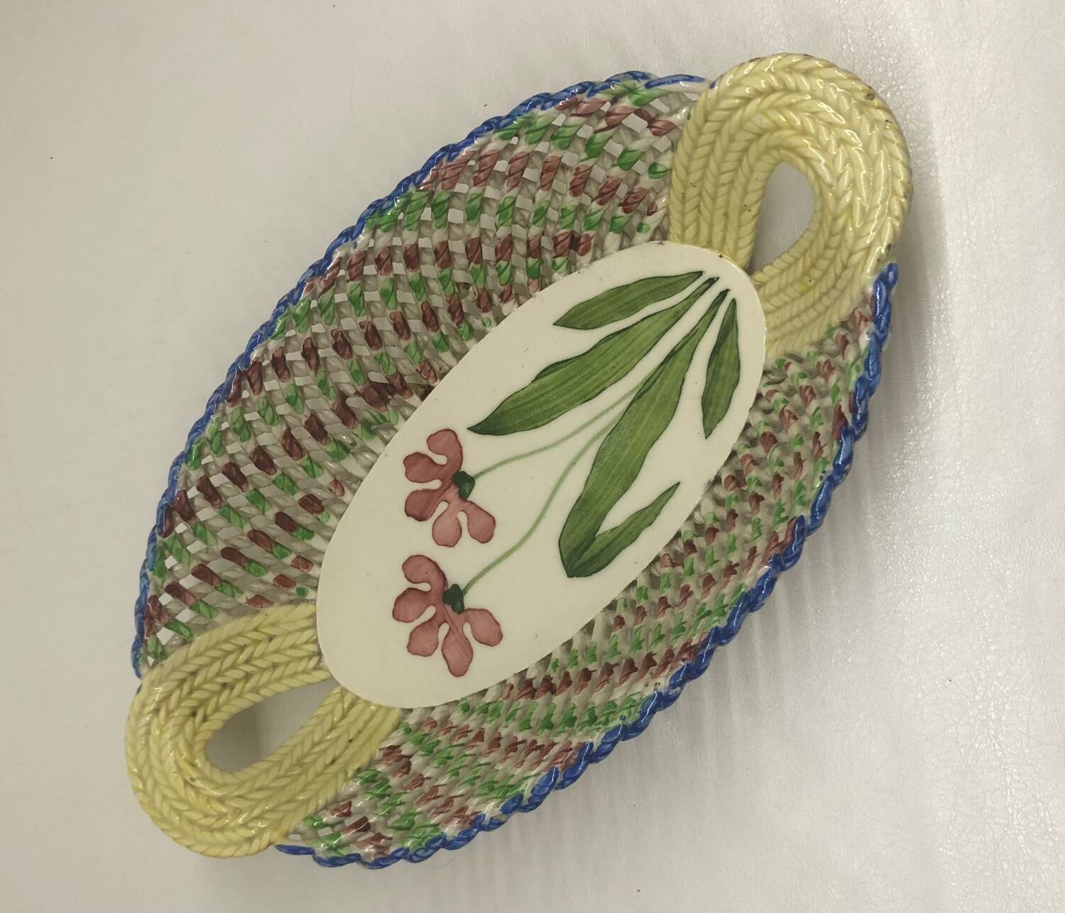 Vintage Spanish ceramic basket dish
