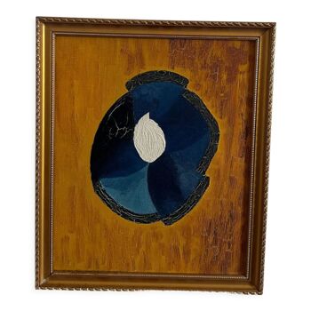 Abstract painting with vintage gilded frame