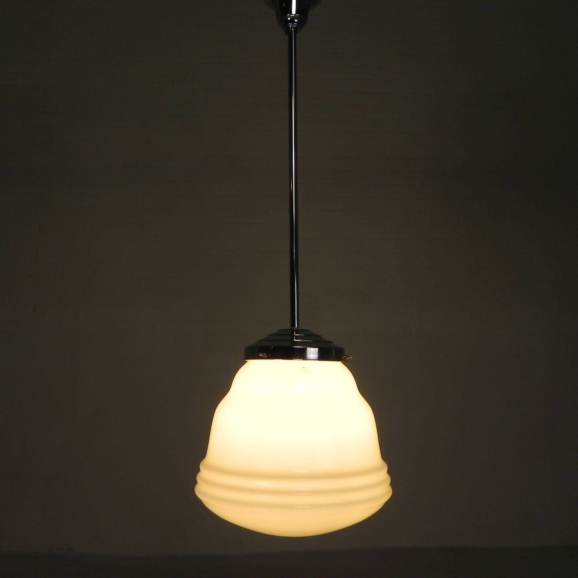 Art Deco suspension with opaline lampshade, Val St Lambert, 1930s