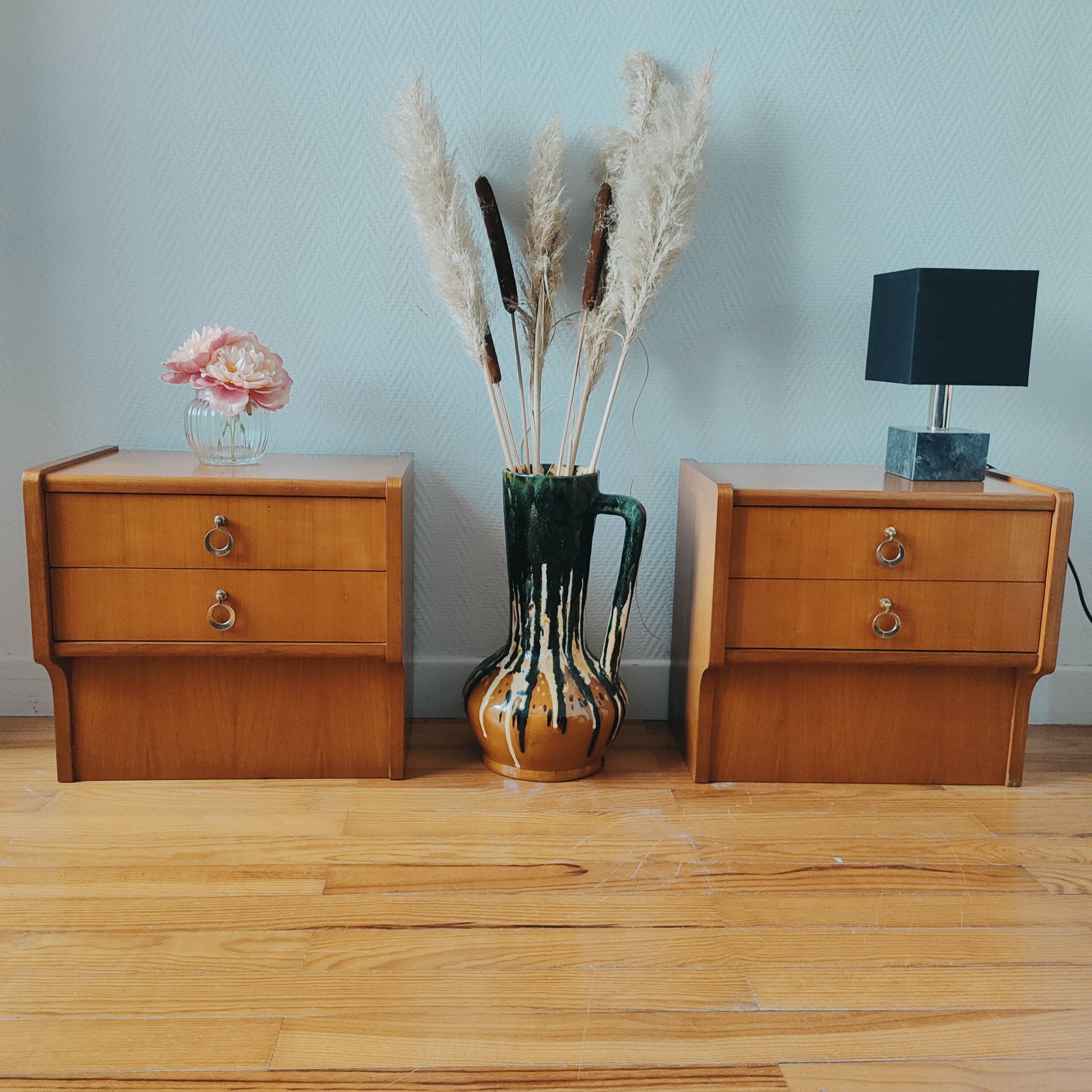 Pair of vintage Scandinavian bedside tables 1970