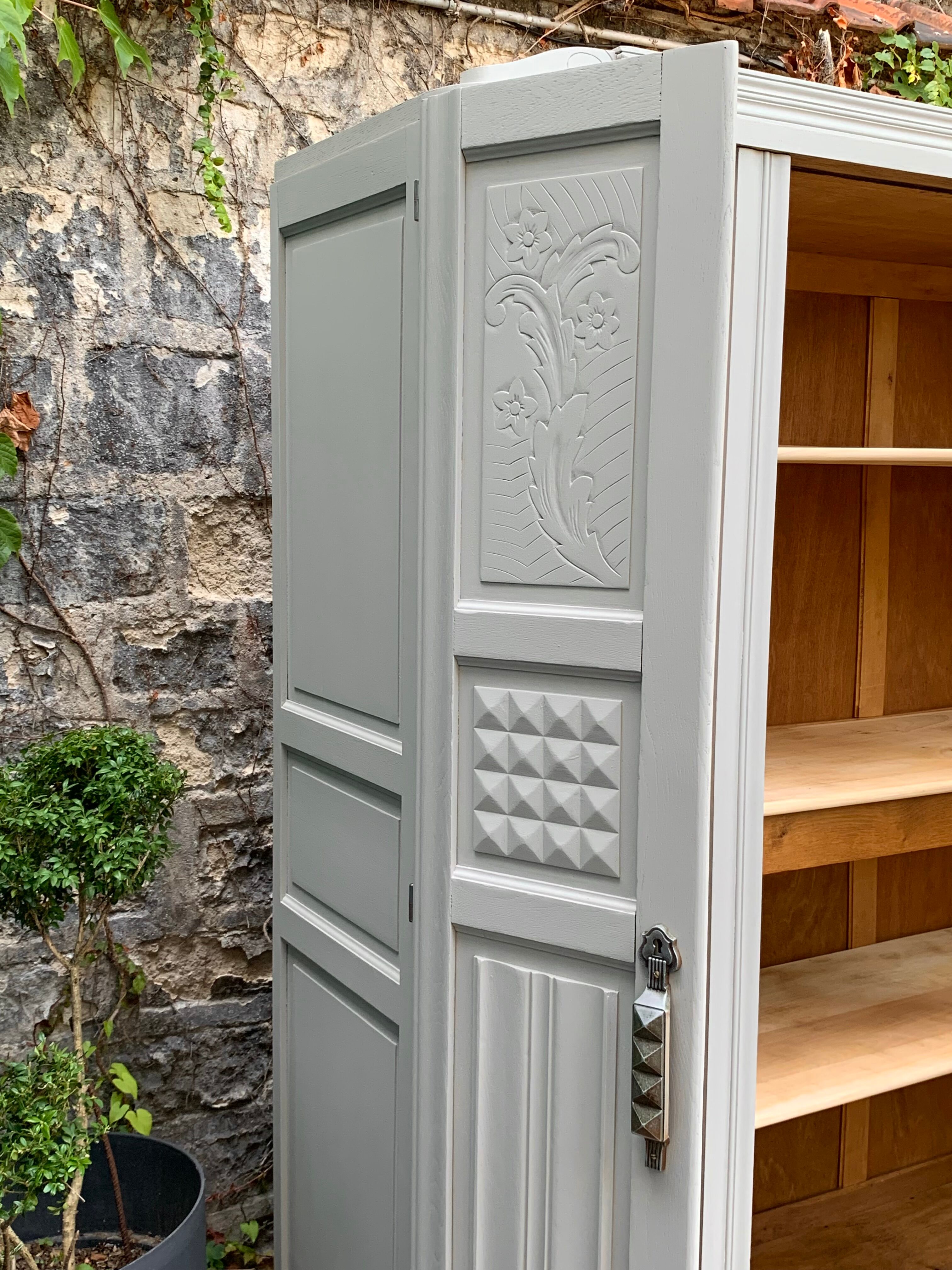 Parisian art deco wardrobe solid oak 1930